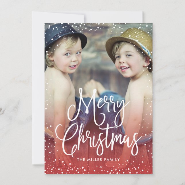 Happy Holidays Weihnachten Schnee RED Foto (Vorderseite)