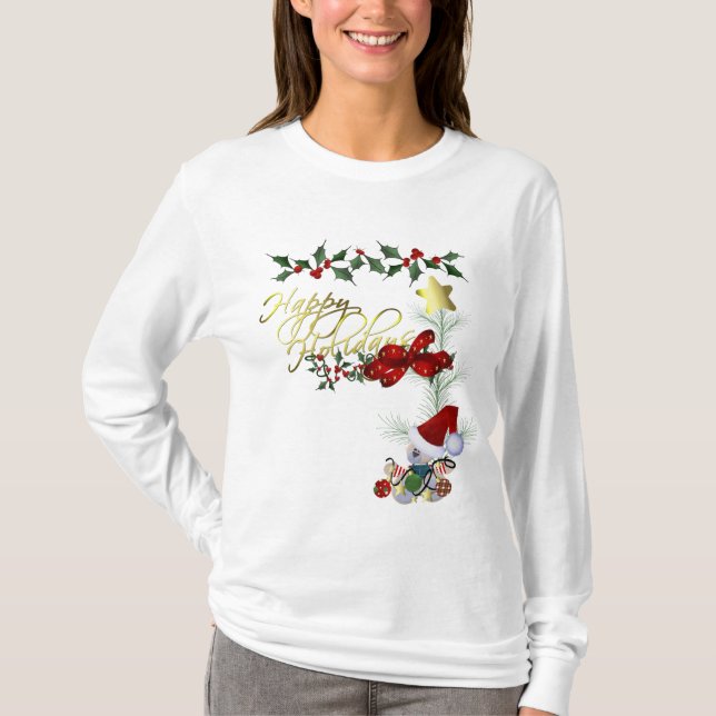 Happy Holidays Weihnachten T-Shirt (Vorderseite)