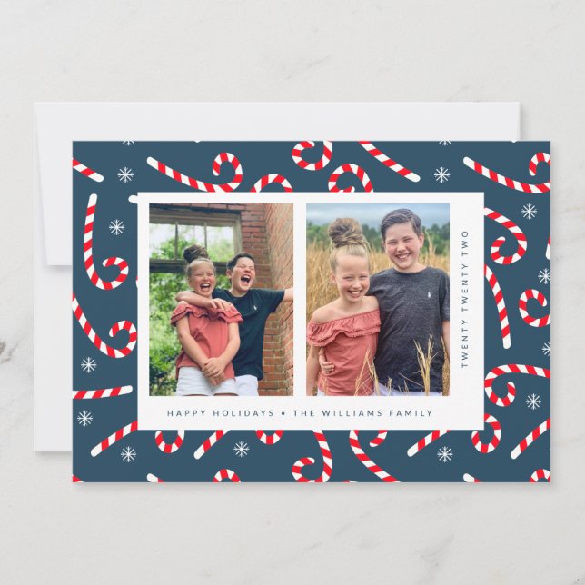 HAPPY HOLIDAYS Weihnachts Candy Canes Ankündigung (Vorderseite)