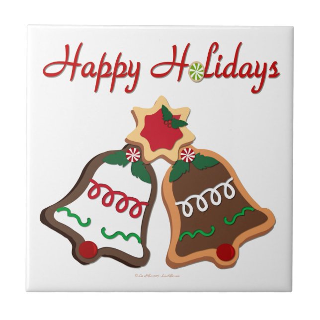 Happy Holidays Weihnachts Cookie Bells Fliese (Vorderseite)