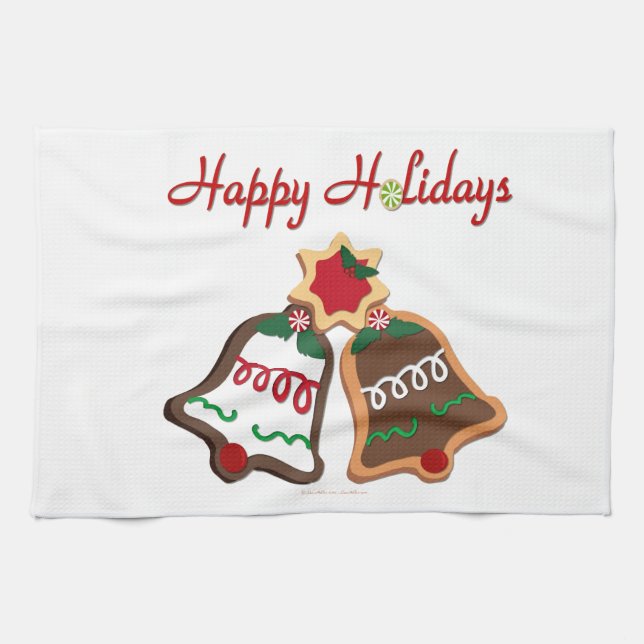 Happy Holidays Weihnachts Cookie Bells Handtuch (Horizontal)
