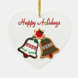 Happy Holidays Weihnachts Cookie Bells Keramikornament