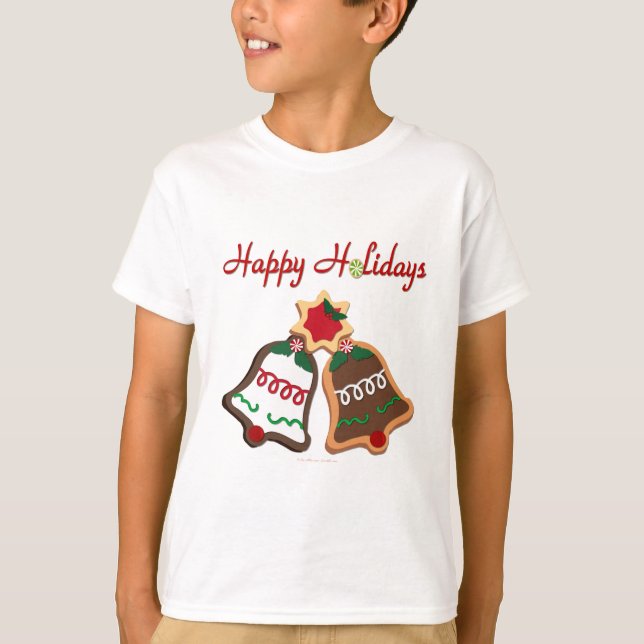 Happy Holidays Weihnachts Cookie Bells T-Shirt (Vorderseite)