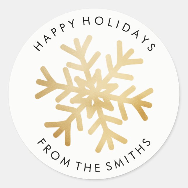 Happy Holidays - Weihnachts-Gold-Label Runder Aufkleber (Vorderseite)