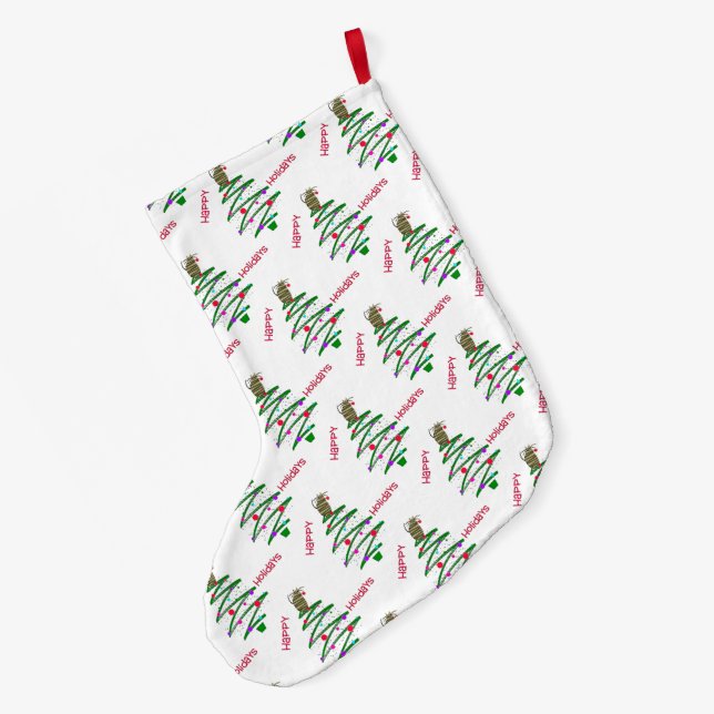 Happy Holidays Weihnachtsbaum Großer Weihnachtsstrumpf (Rückseite (Hängend))