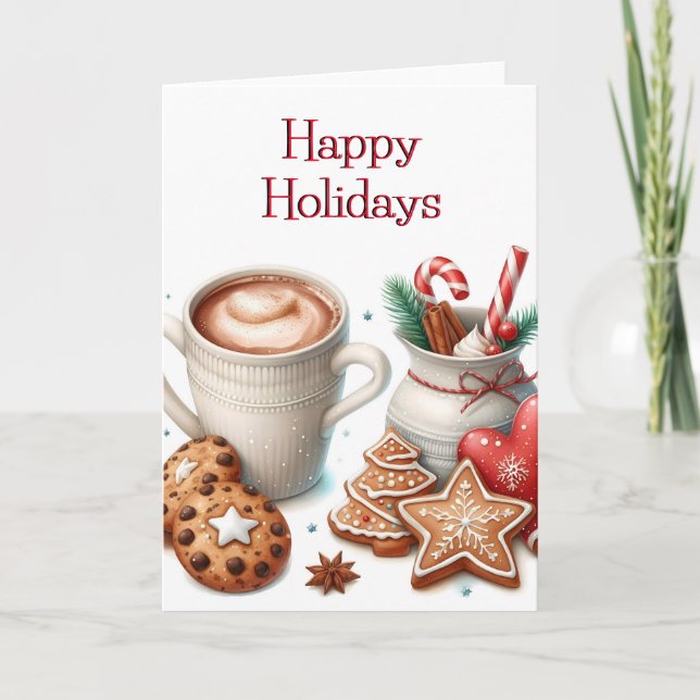 Happy Holidays Weihnachtskekse Hot Cocoa Blank Karte (Vorderseite)