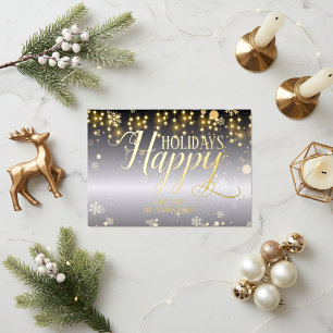 Happy Holidays Weihnachtslicht und Schneeflocken Folien Feiertagskarte