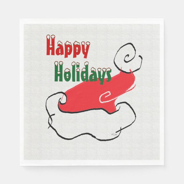 Happy Holidays Weihnachtsmannmütze Serviette (Vorderseite)