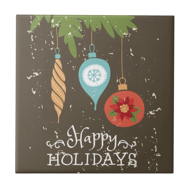 Happy Holidays Weihnachtsschmuck Dekorative Fliese (Vorderseite)