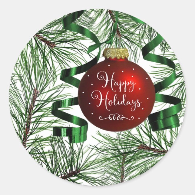 Happy Holidays Weihnachtsschmuck Round Stickers (Vorderseite)