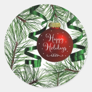 Happy Holidays Weihnachtsschmuck Round Stickers