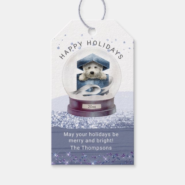Happy Holidays Weihnachtsschnee Globe Niedlicher H Geschenkanhänger (Vorderseite)