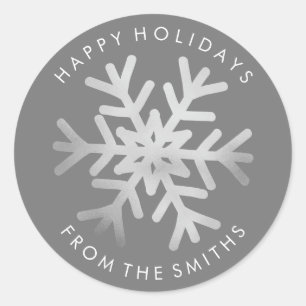 Happy Holidays - Weihnachtssilber und Weißes Label Runder Aufkleber