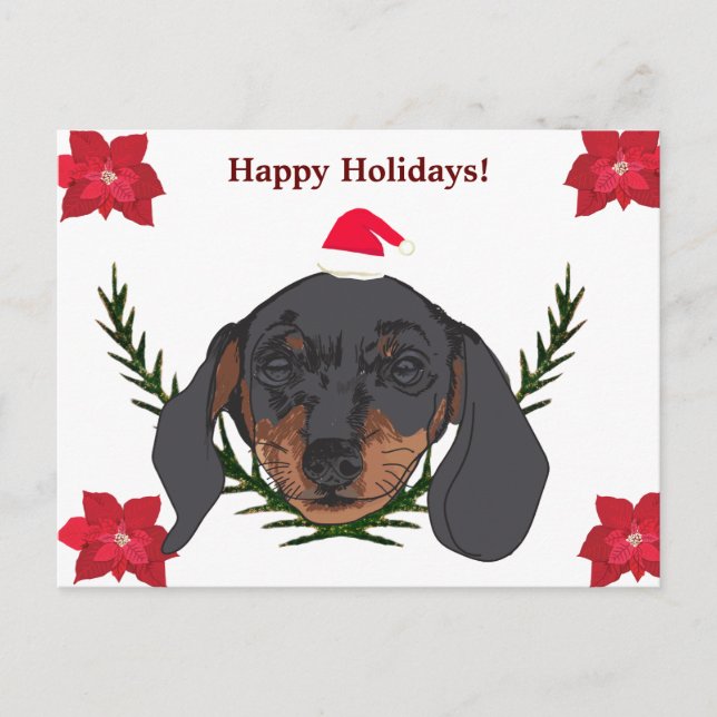 Happy Holidays Weiner Dog Postkarte (Vorderseite)