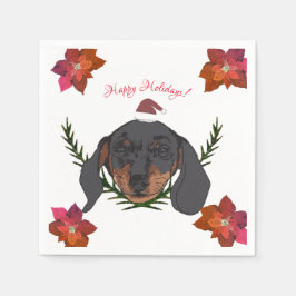Happy Holidays Weiner Dog Serviette
