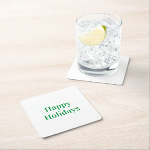 Happy Holidays weiß grün, schlicht und elegant Par Rechteckiger Pappuntersetzer