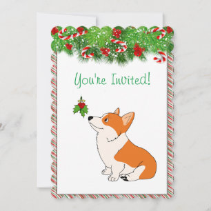 Happy Holidays Welsh Corgi Cartoon Einladung