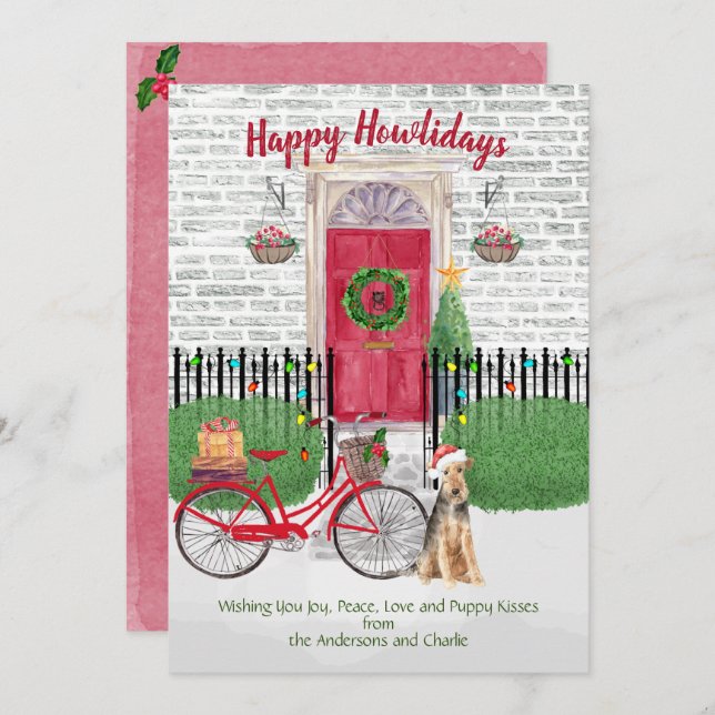Happy Holidays Welsh Terrier Bicycle Red Door (Vorne/Hinten)