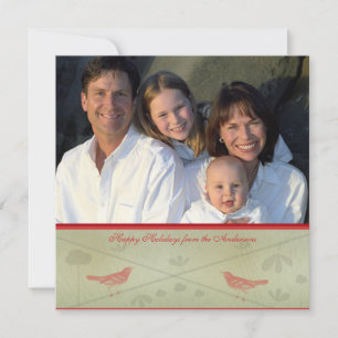 Happy Holidays Whimsical Red Bird Card Einladung