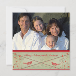 Happy Holidays Whimsical Red Bird Card Einladung