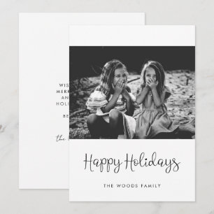 Happy Holidays Whimsical Script Foto Feiertagskarte