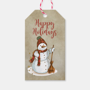 Happy Holidays Whimsical Snowman Gift Tags Geschenkanhänger