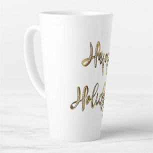 Happy Holidays White Diamonds Gold Script Chic Milchtasse