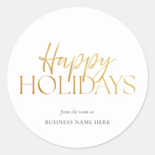 Happy Holidays White Gold Business Weihnachten Runder Aufkleber