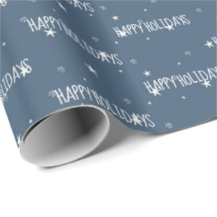 Happy Holidays White Stars Wrapping Paper Geschenkpapier