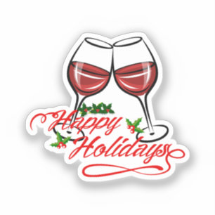 Happy Holidays Wine Aufkleber