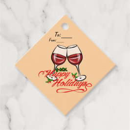 Happy Holidays Wine Geschenkanhänger