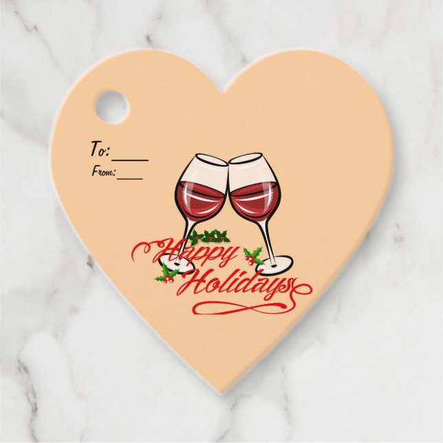 Happy Holidays Wine Geschenkanhänger (Vorderseite)