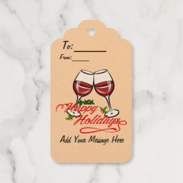 Happy Holidays Wine Geschenkanhänger