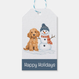 Happy Holidays Winter Goldendoodle Dog Snowman Geschenkanhänger