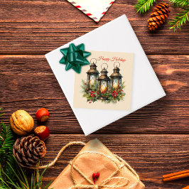 Happy Holidays Winter Lanterns Gift Tags Geschenkanhänger