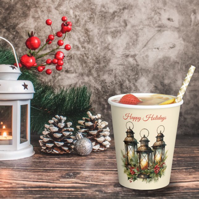 Happy Holidays Winter Lanterns Pappbecher (Von Creator hochgeladen)