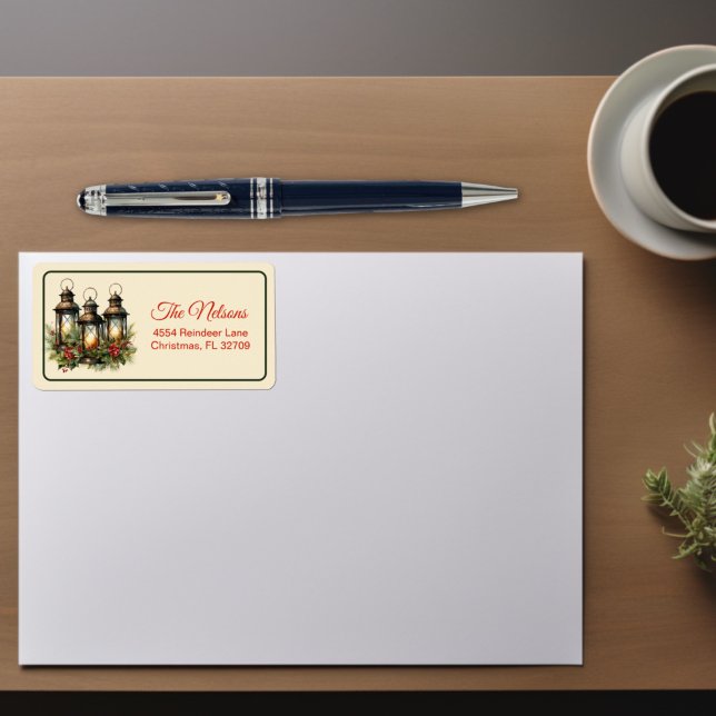 Happy Holidays Winter Lanterns Weihnachten Adressaufkleber (Von Creator hochgeladen)