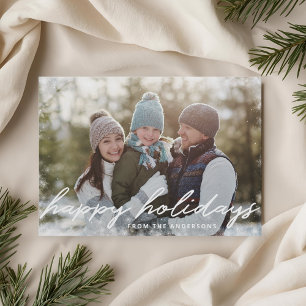 Happy Holidays Winter Snow Overlay Family Foto Feiertagskarte