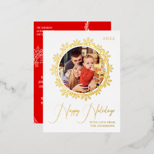 Happy Holidays Winter Snowflake 1 Foto Weihnachten Folien Feiertagspostkarte