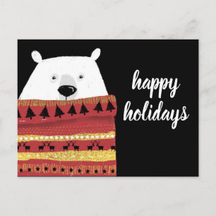 Happy Holidays Winter Sweater Bär Feiertagspostkarte