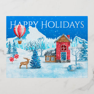 Happy Holidays Winter Wonderland Folien Feiertagspostkarte