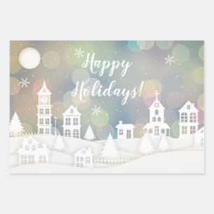 Happy Holidays Winter Wonderland Geschenkpapier Set