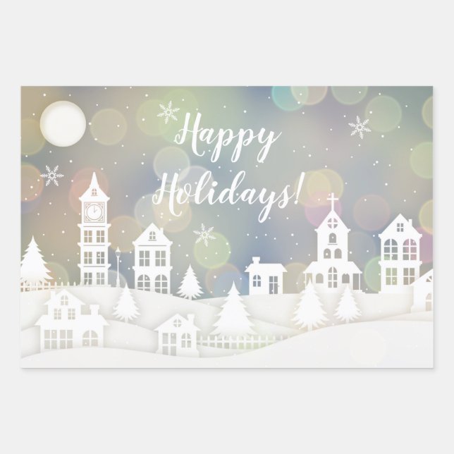 Happy Holidays Winter Wonderland Geschenkpapier Set (Vorderseite)