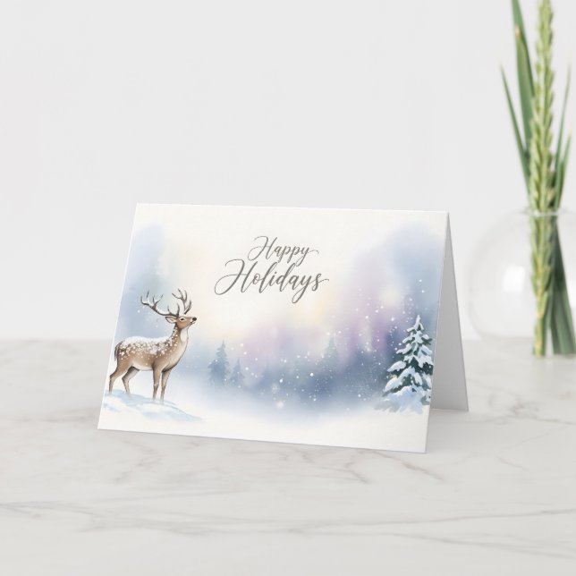 Happy Holidays Winter Woodland Greeting Karte (Vorderseite)