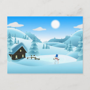"HAPPY HOLIDAYS" WINTERLANDSCHAFT FEIERTAGSPOSTKARTE