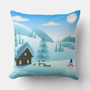 "HAPPY HOLIDAYS" WINTERLANDSCHAFT KISSEN