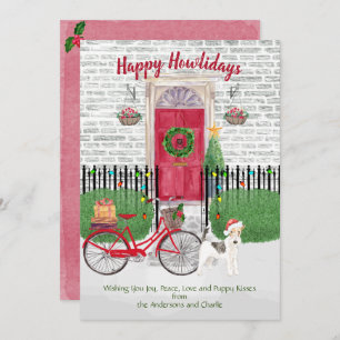 Happy Holidays Wire Haar Fox Terrier Bicycle