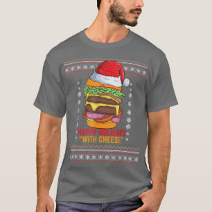 Happy Holidays with Cheese, Burger Weihnachtsmannm T-Shirt
