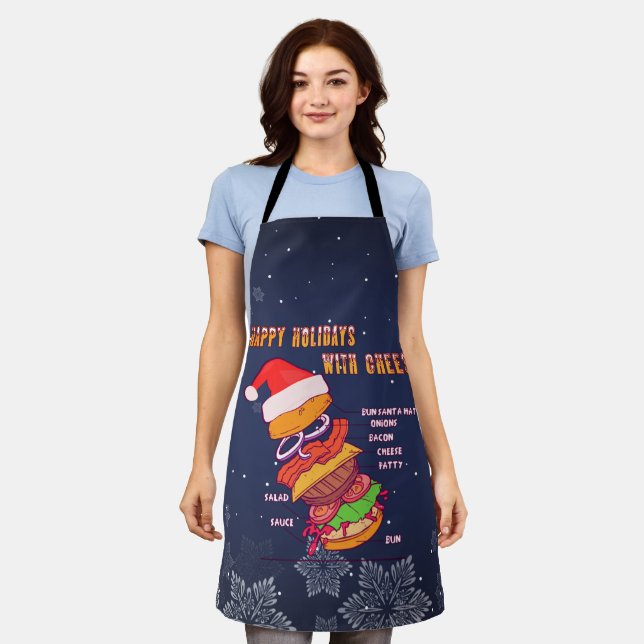 Happy Holidays with Cheese, Christmas Burger Schürze (Getragen)