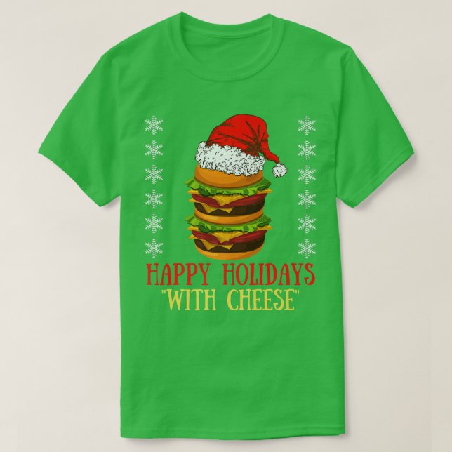 Happy Holidays with Cheese Xmas Cheeseburger Hambu T-Shirt (Design vorne)